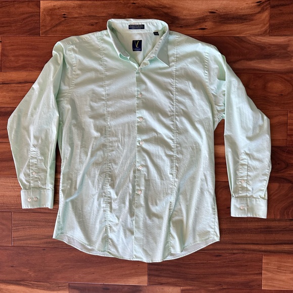 Van Heusen Mint Green Modern Fit Stretch Dress Shirt size 17-17.5 34/35 - Picture 1 of 4